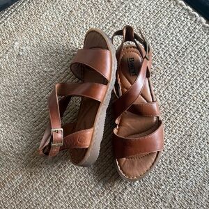 Born Brown Leather Strappy Sandals